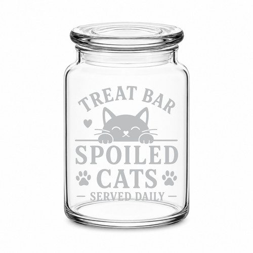 Cat treat jar with - cat, lid,